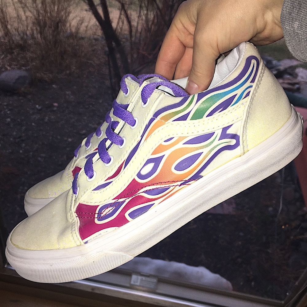 VANS Sparkle Flame Rainbow Old Skool Shoes